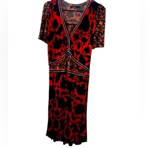 Desigual Celestino Short Sleeve Dress with Red Black Floral Art
